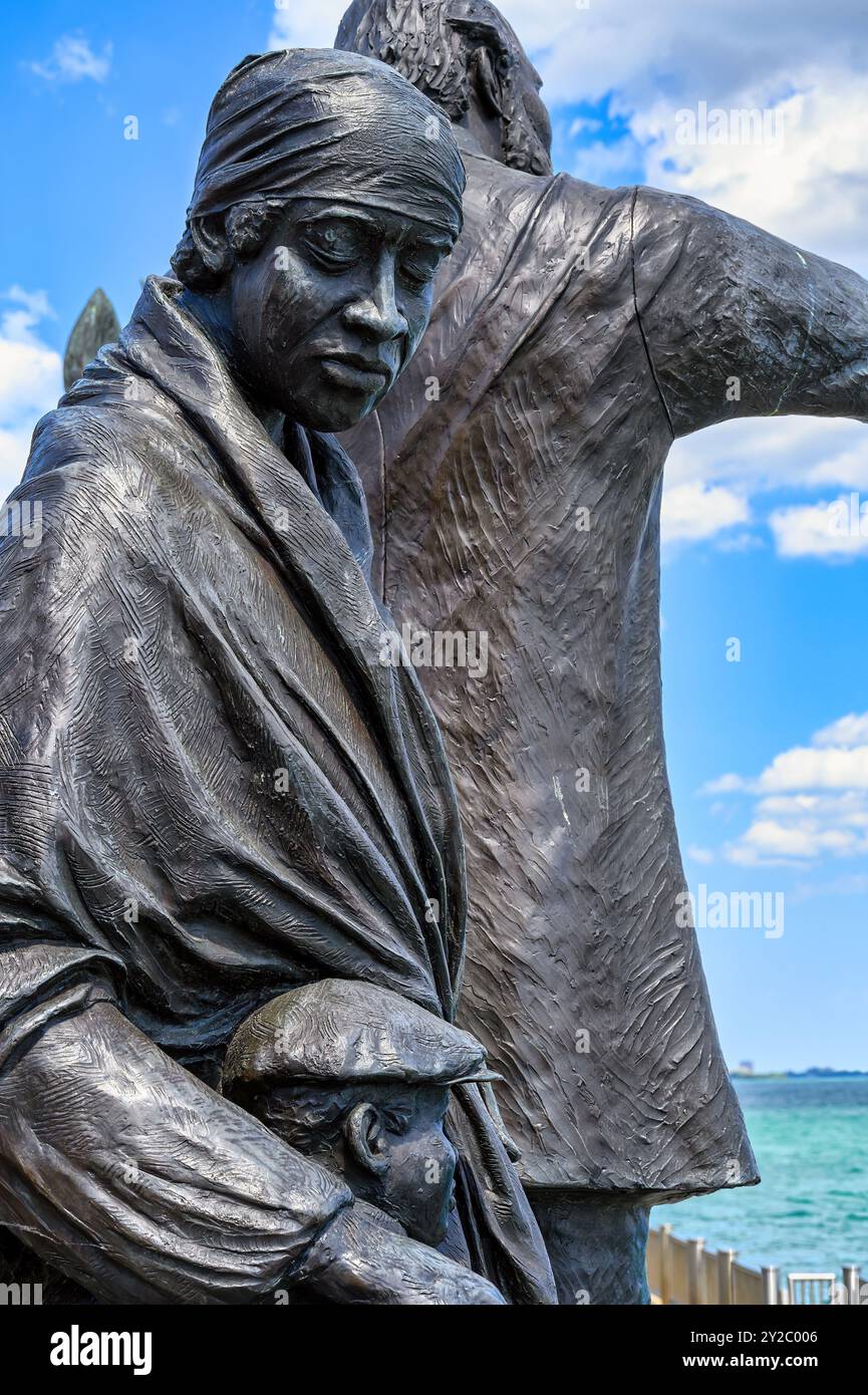 Parte del Gateway to Freedom International Memorial, una scultura in metallo che commemora la ferrovia sotterranea. Foto Stock