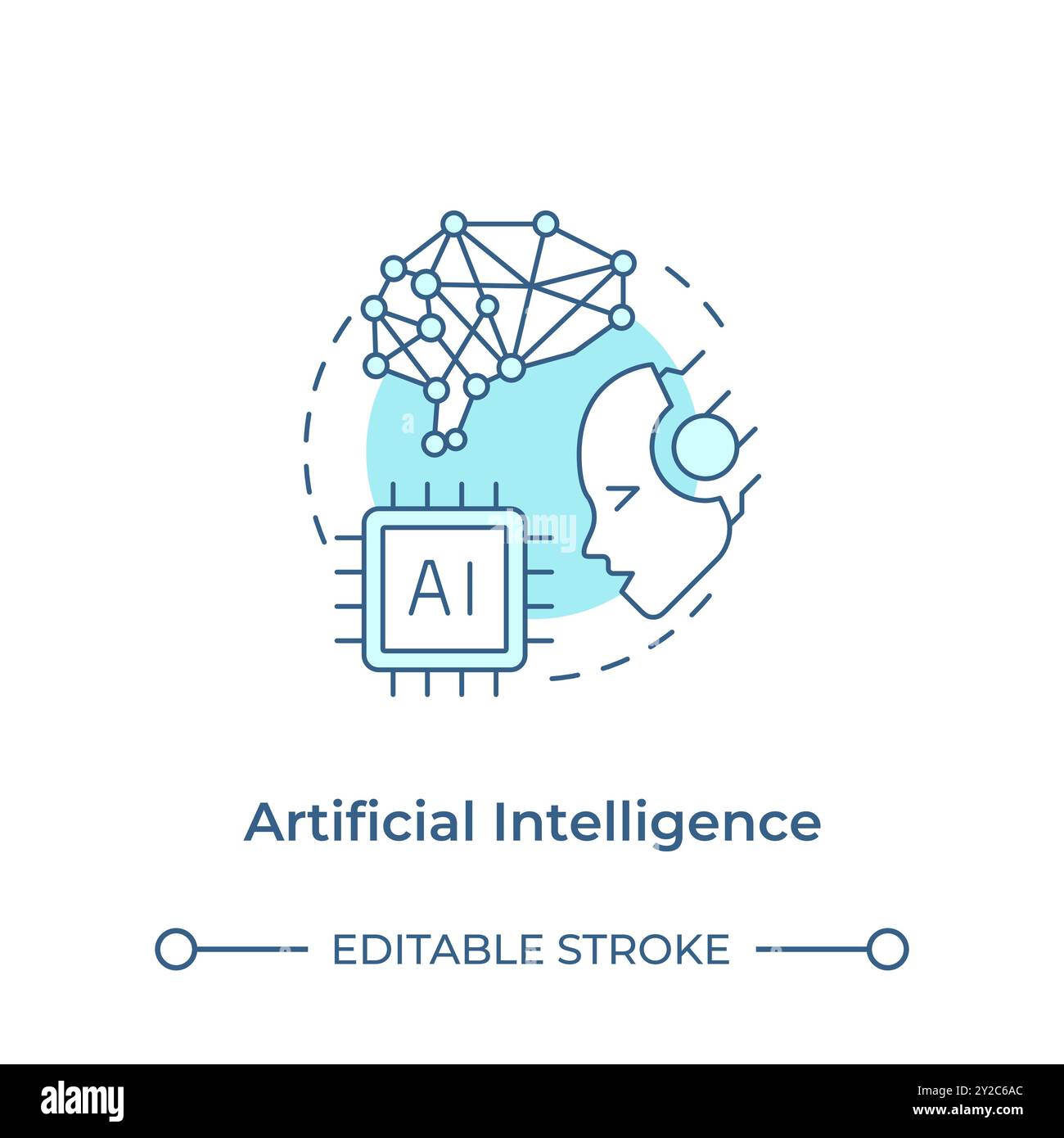 Icona Concept blu morbido dell'intelligenza artificiale Illustrazione Vettoriale