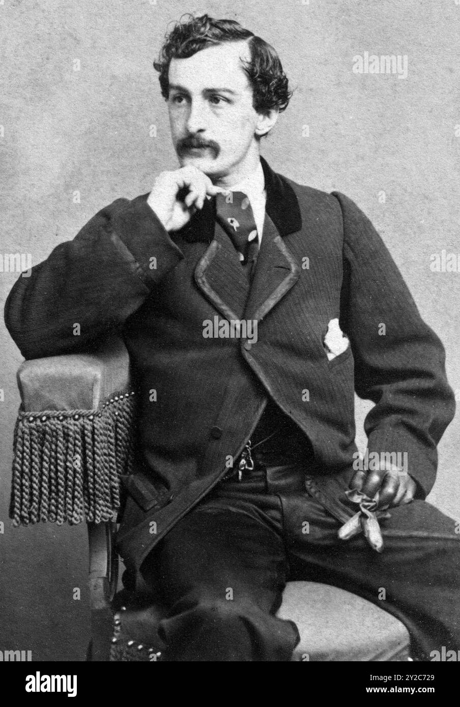 Ritratto di John Wilkes Booth, assassino del presidente degli Stati Uniti Abraham Lincoln - 1865 circa Foto Stock