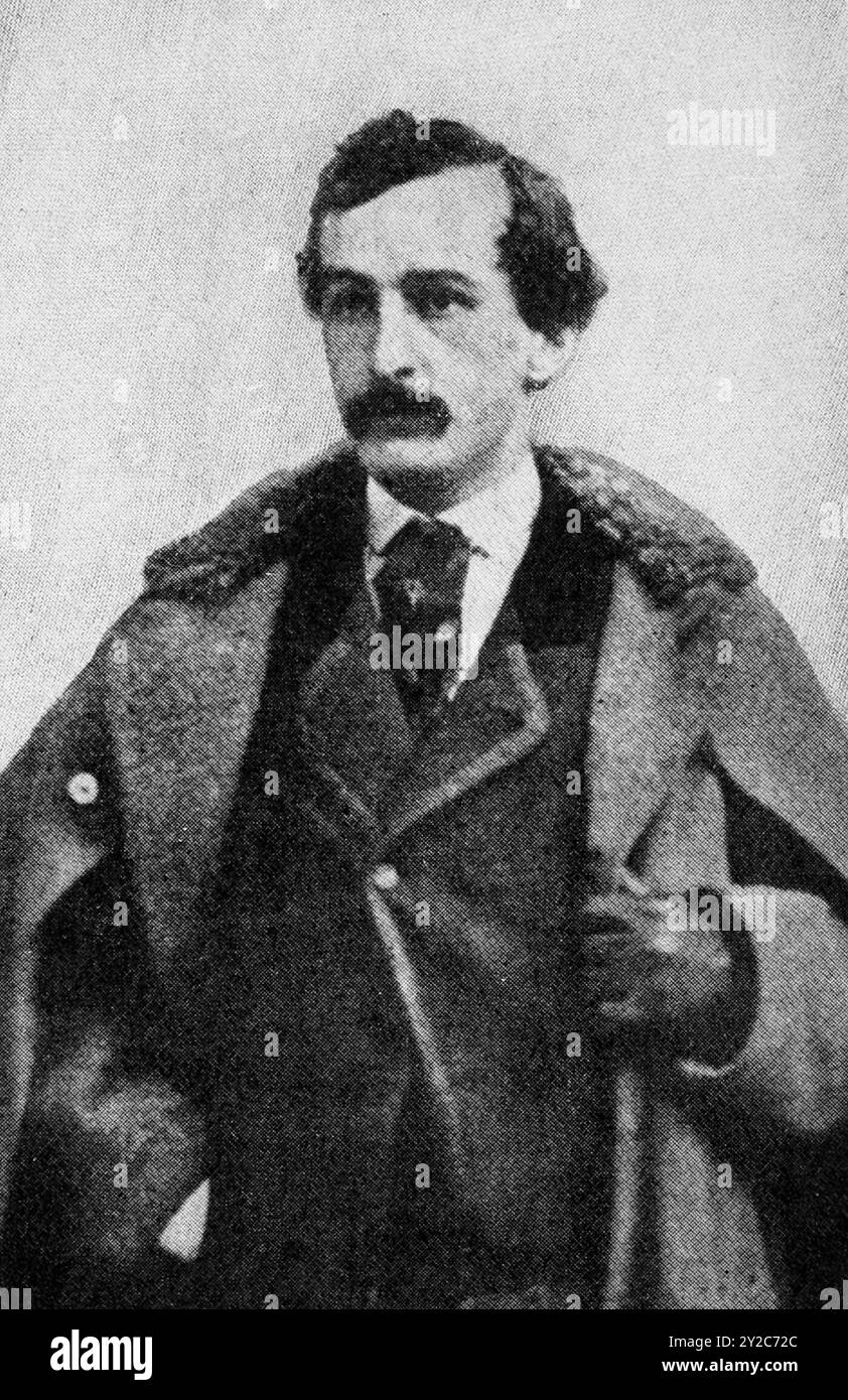 Ritratto di John Wilkes Booth, assassino del presidente degli Stati Uniti Abraham Lincoln, c 1865 - foto rasterizzata Foto Stock