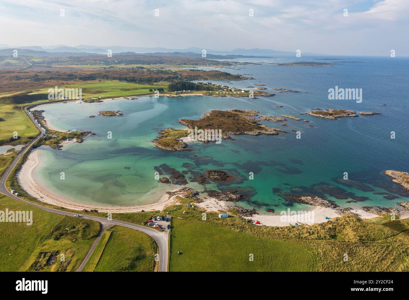 Traigh Beach e Arisaig Beach fanno parte delle Silver Sands di Morar, vicino Mallaig, Lochaber, Scozia. Foto Stock