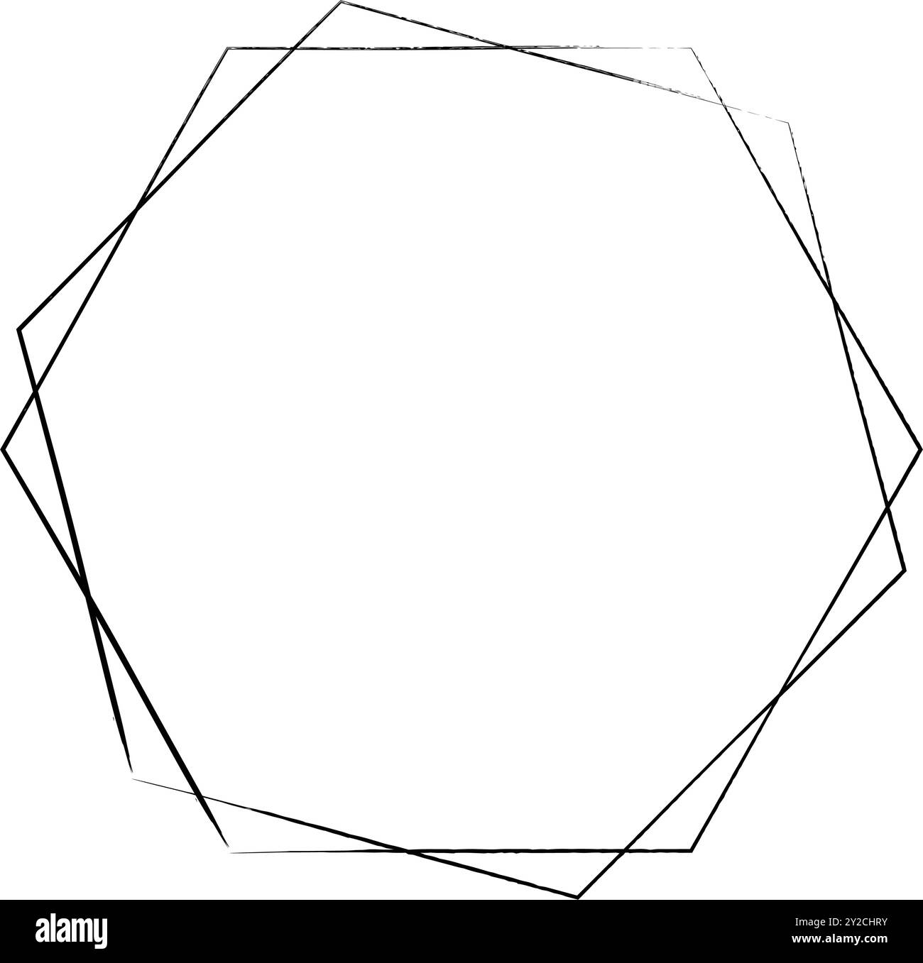 Elemento in texture grunge esagonale con forma a bordo per un doodle decorativo vintage per il design in illustrazione vettoriale Illustrazione Vettoriale