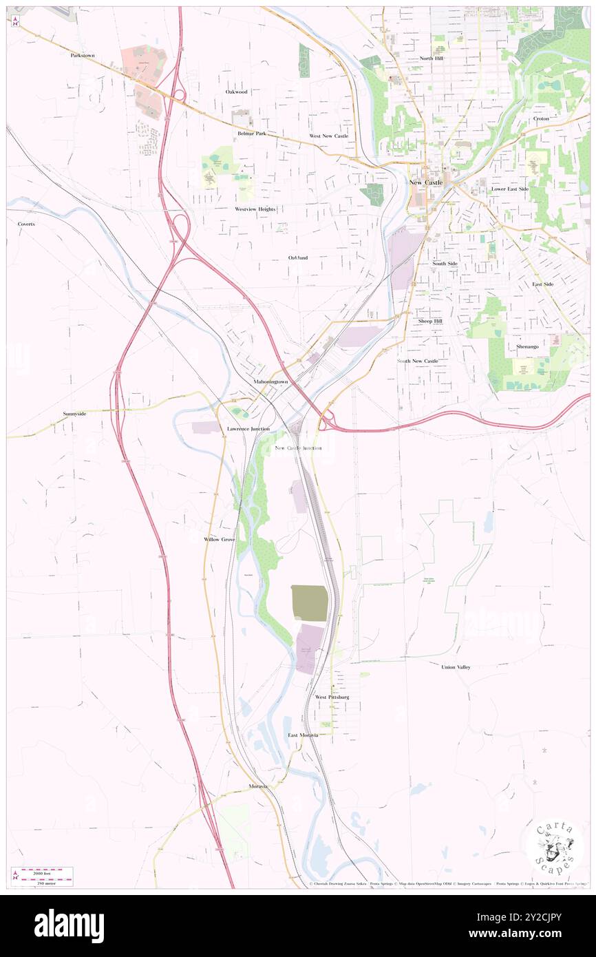 New Castle Junction, Lawrence County, Stati Uniti, Stati Uniti, Pennsylvania, N 40 57' 55'', S 80 22' 9'', MAP, Cartascapes Map pubblicata nel 2024. Esplora Cartascapes, una mappa che rivela i diversi paesaggi, culture ed ecosistemi della Terra. Viaggia attraverso il tempo e lo spazio, scoprendo l'interconnessione del passato, del presente e del futuro del nostro pianeta. Foto Stock