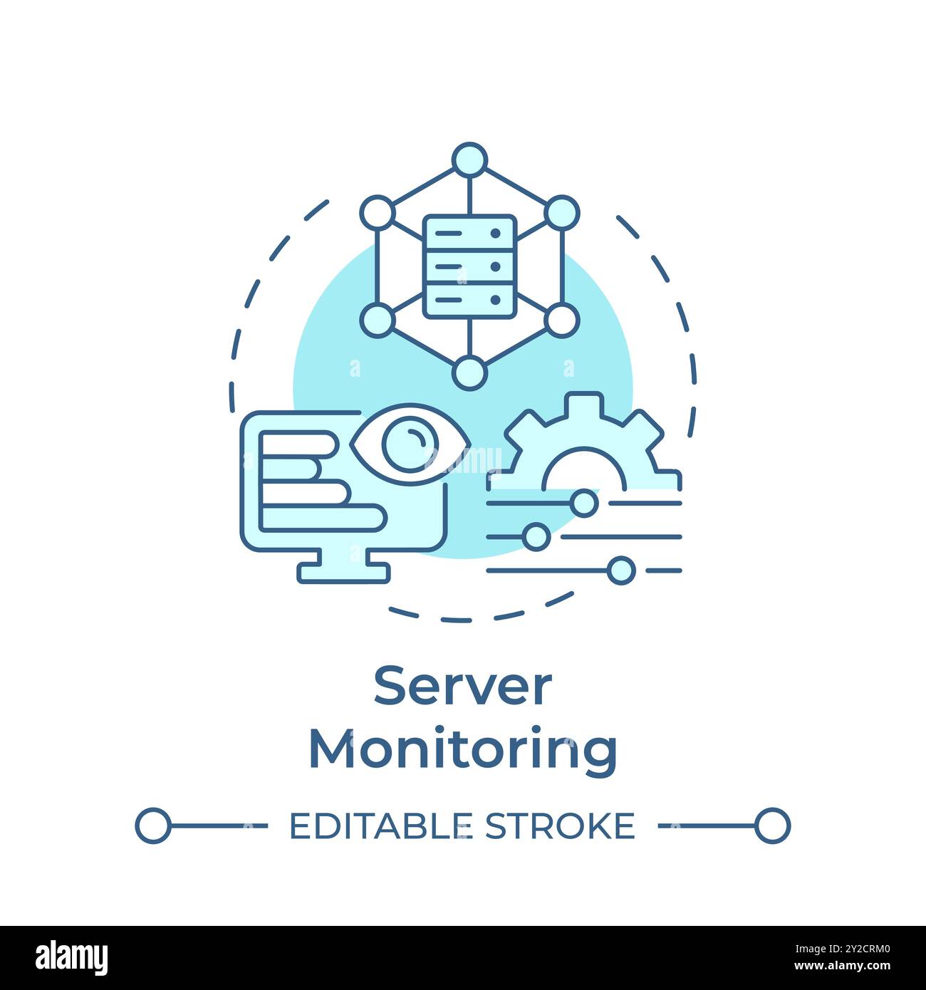 Icona Concept blu morbido per il monitoraggio del server Illustrazione Vettoriale