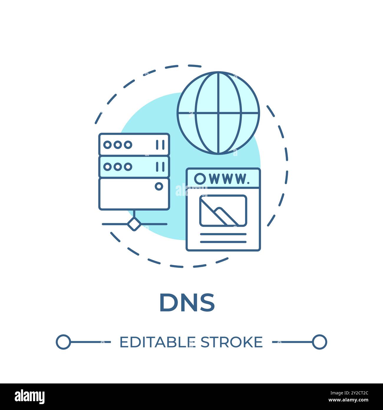 Icona di concetto blu morbido DNS Illustrazione Vettoriale