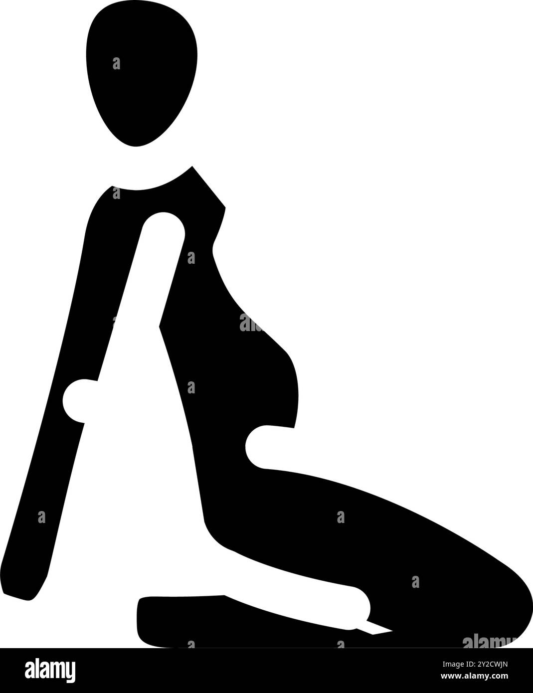 illustrazione vettoriale dell'icona del glifo fitness in gravidanza sul pavimento pelvico seduto Illustrazione Vettoriale