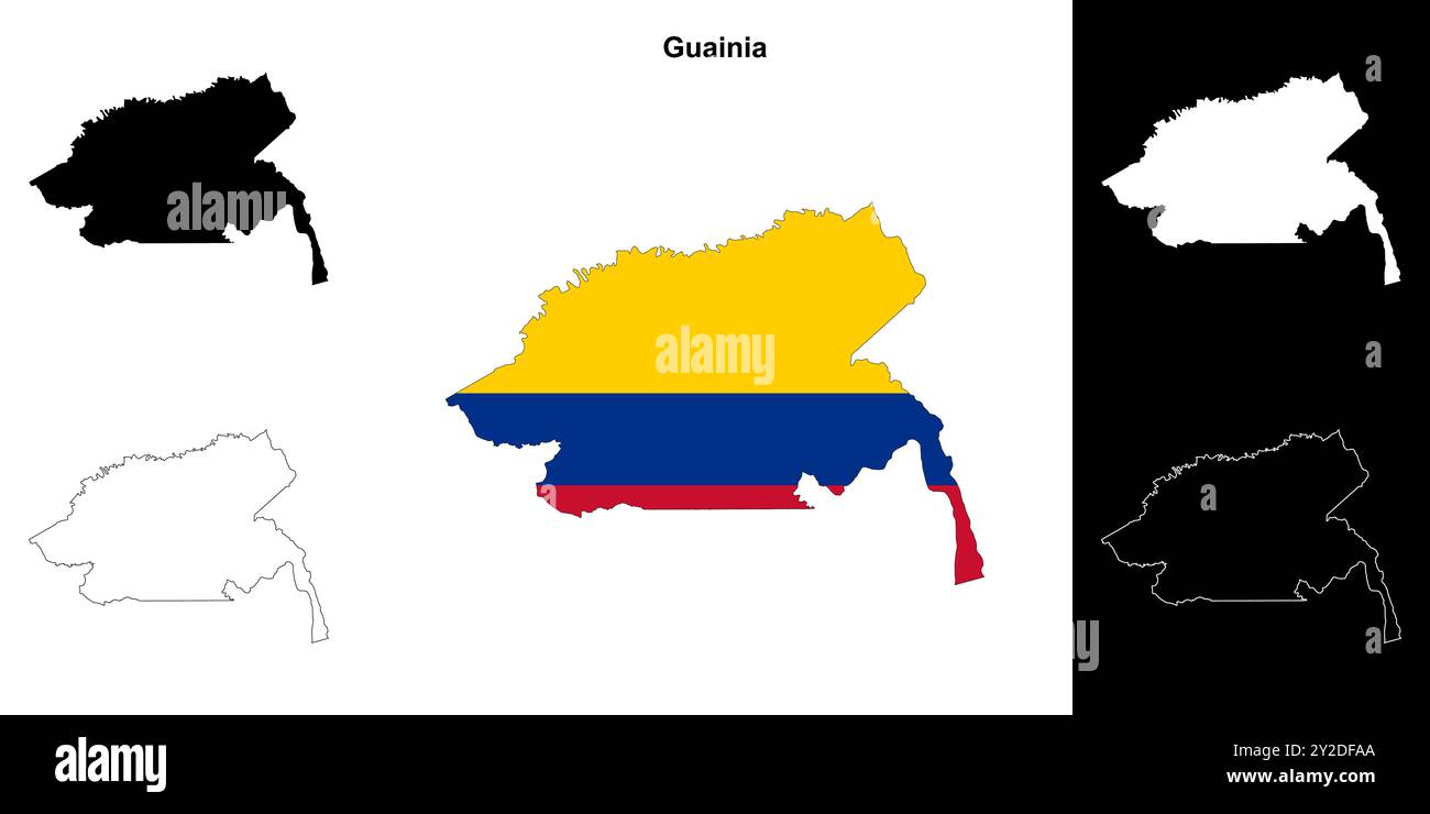 Set di mappe del dipartimento di Guainia Illustrazione Vettoriale