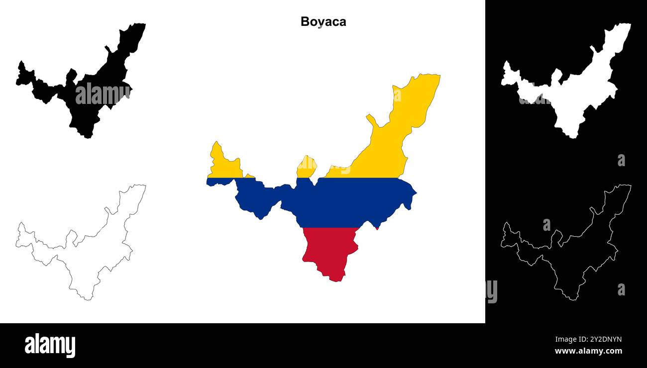 Set di mappe di contorno del dipartimento di Boyaca Illustrazione Vettoriale