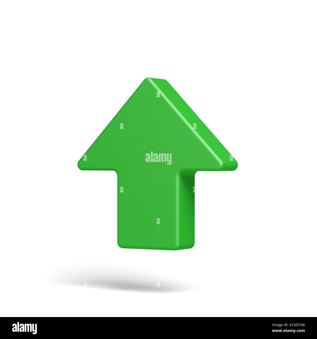 Freccia verde rivolta verso l'alto. Isolato. illustrazione 3d. Foto Stock