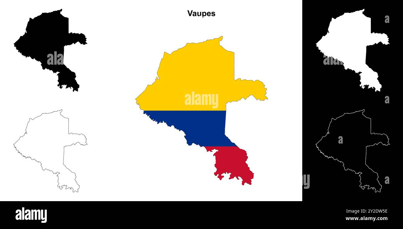 Set di mappe del dipartimento Vaupes Illustrazione Vettoriale