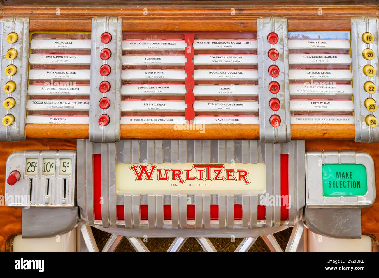 Den Bosch, Paesi Bassi - 12 maggio 2024: Jukebox Wurlitzer d'epoca su un mercato di fughe degli anni cinquanta e settanta a Den Bosch, Paesi Bassi Foto Stock