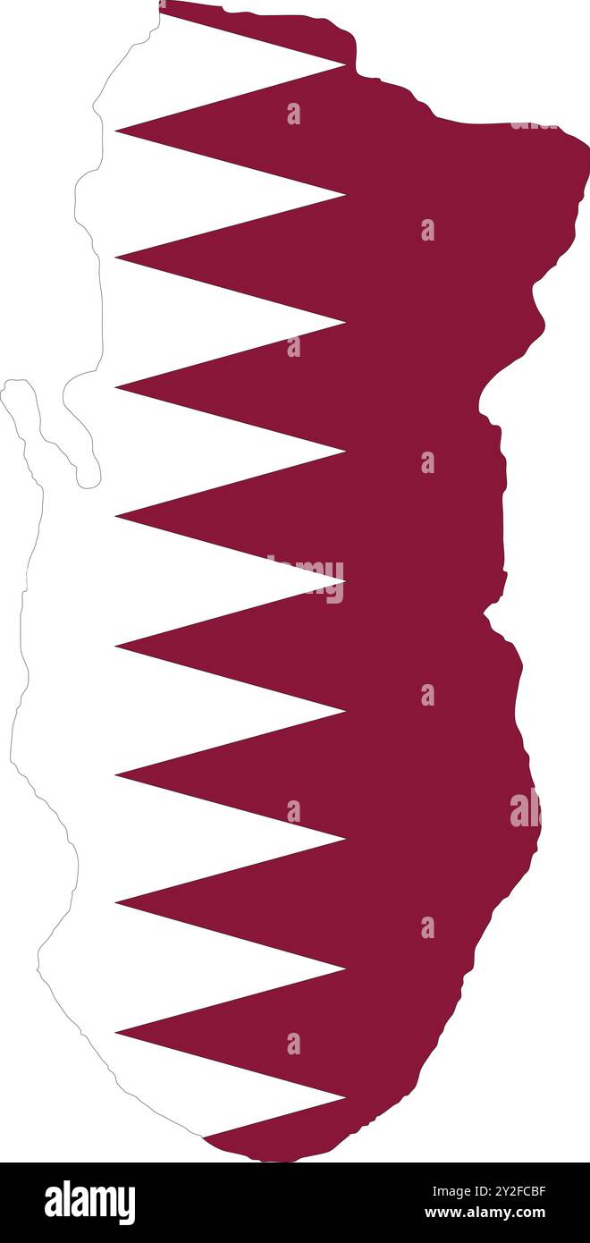 Qatar Flag in Mappa, Qatar Mappa con bandiera, Mappa del Qatar, Mappa con bandiera, Nation Flag Qatar Illustrazione Vettoriale