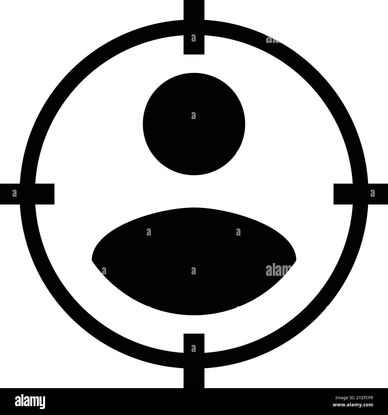 Icona MIRA, icona bersaglio, squadra e persona bersaglio, obiettivo vendite, icona pistola mira, persona vista, colpire bersaglio, concentrati sull'obiettivo Illustrazione Vettoriale