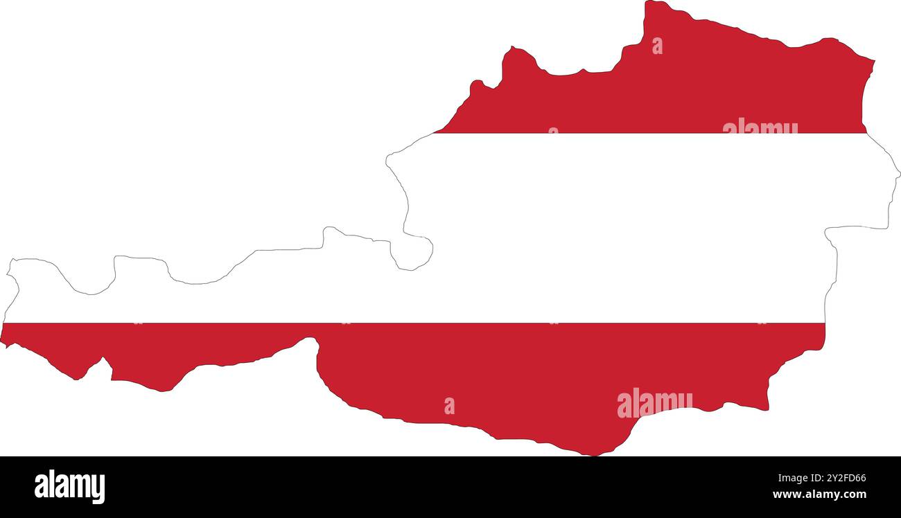 Austria bandiera in Mappa, Austria Mappa con bandiera, Mappa dell'Austria, Mappa con bandiera, bandiera della nazione Austria Illustrazione Vettoriale