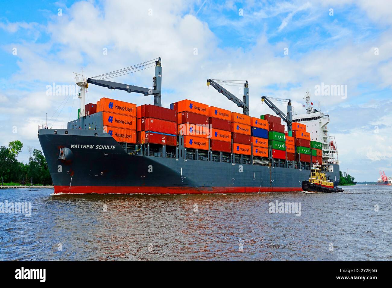 Il grandissimo contenimento oceanico matthew Schulte da Singapore sulla storica Savannah, Georgia. Creato il 28 agosto 2024 Foto Stock