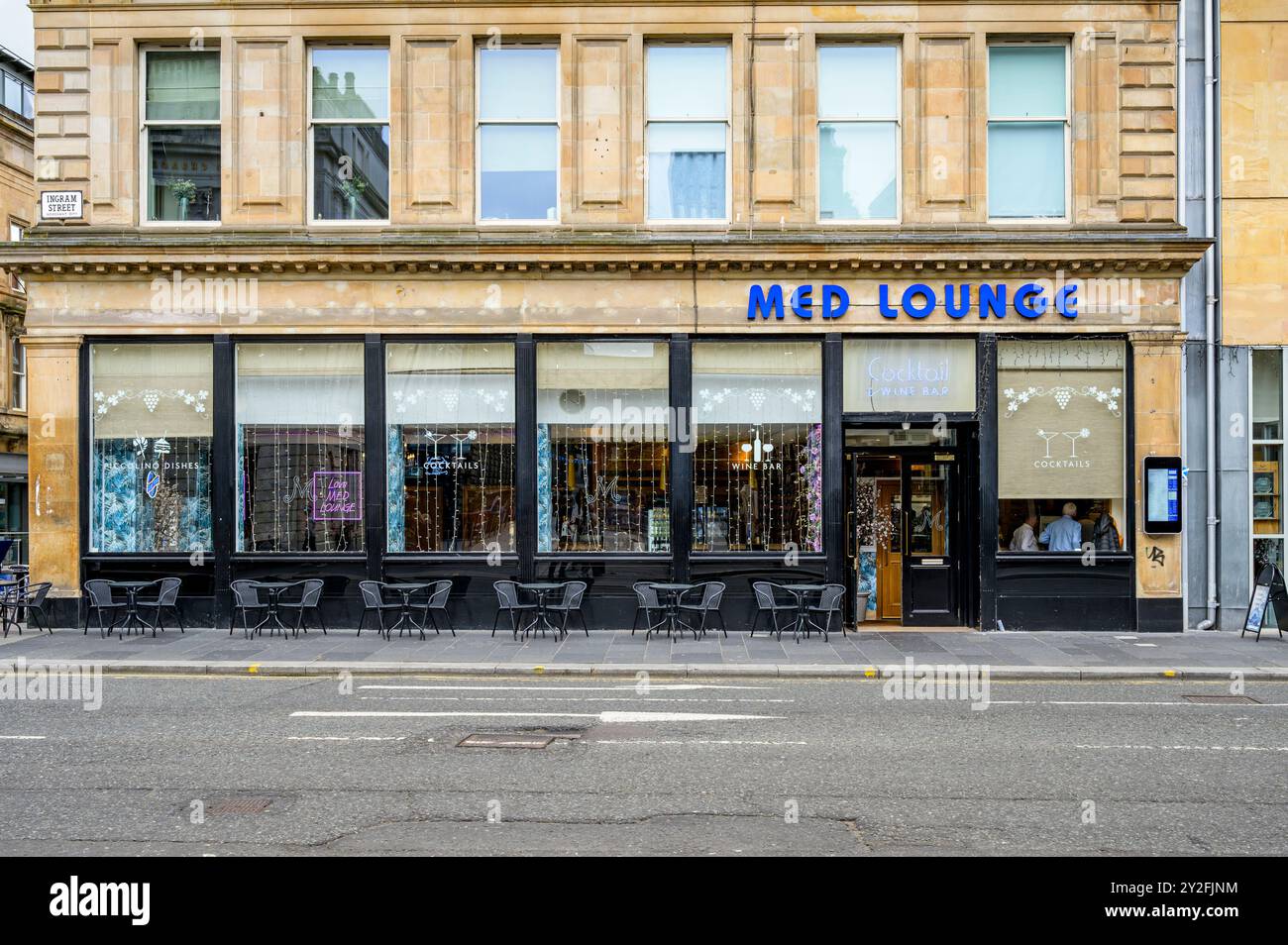 MED Lounge, Ingram Street, Glasgow, Scozia, Regno Unito, Europa Foto Stock