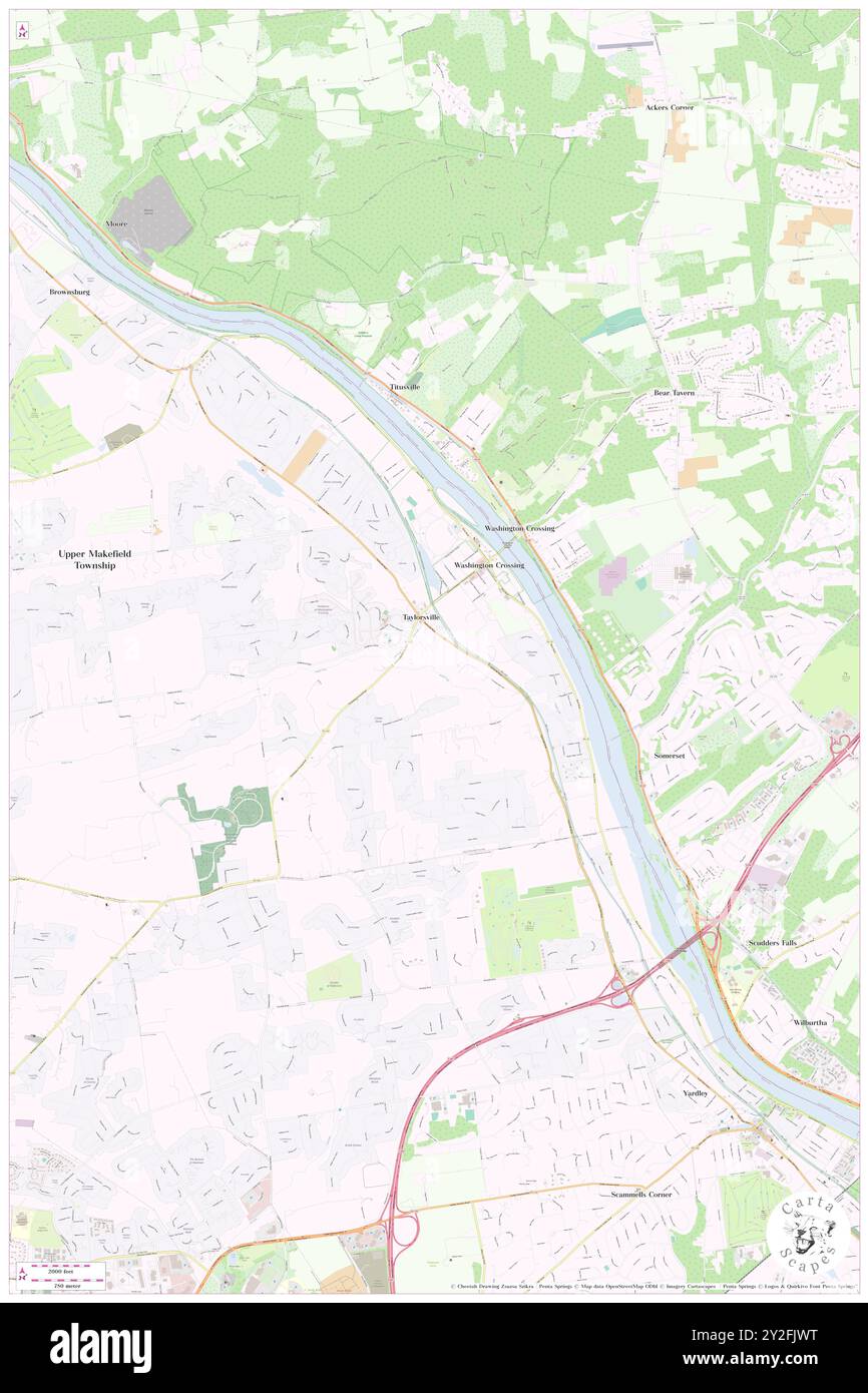 Washington Crossing, Mercer County, Stati Uniti, Stati Uniti, New Jersey, N 40 17' 48'', S 74 52' 0'', MAP, Cartascapes Map pubblicata nel 2024. Esplora Cartascapes, una mappa che rivela i diversi paesaggi, culture ed ecosistemi della Terra. Viaggia attraverso il tempo e lo spazio, scoprendo l'interconnessione del passato, del presente e del futuro del nostro pianeta. Foto Stock