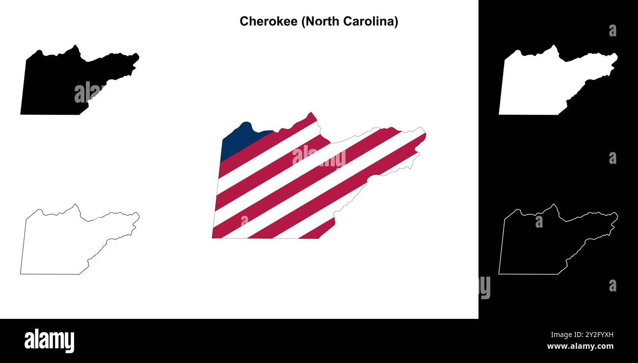 Cherokee County (Carolina del Nord) delinea la mappa Illustrazione Vettoriale