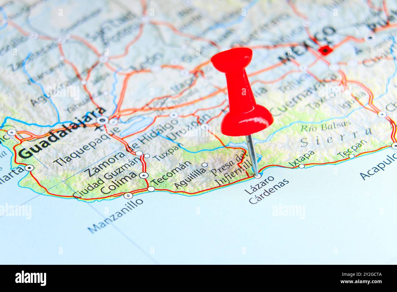 Lazaro Cardenas, Messico pin sulla mappa Foto Stock