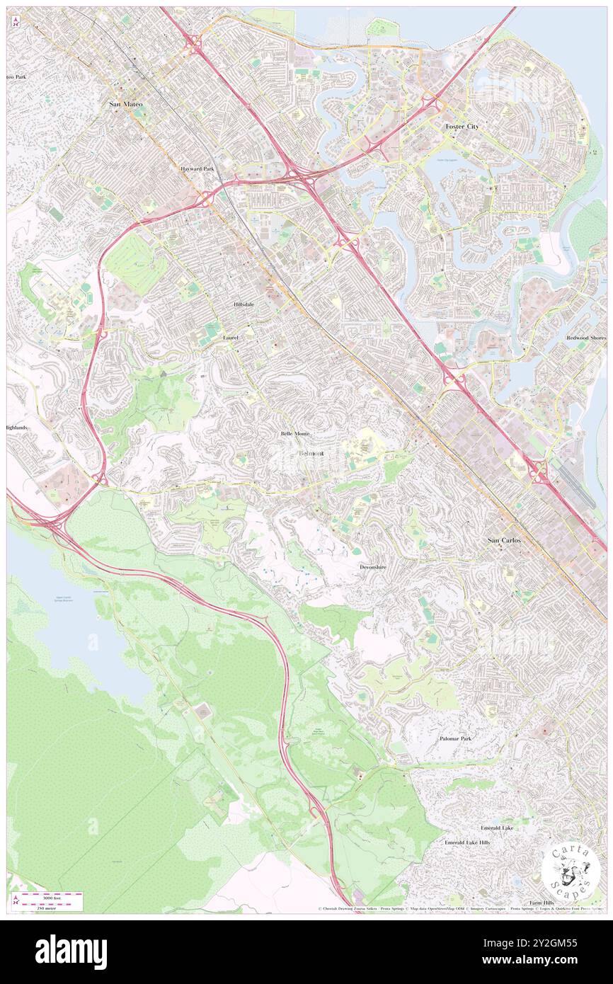 Belmont, San Mateo County, Stati Uniti, Stati Uniti, California, N 37 31' 12''', S 122 16' 32''', MAP, Cartascapes Map pubblicata nel 2024. Esplora Cartascapes, una mappa che rivela i diversi paesaggi, culture ed ecosistemi della Terra. Viaggia attraverso il tempo e lo spazio, scoprendo l'interconnessione del passato, del presente e del futuro del nostro pianeta. Foto Stock