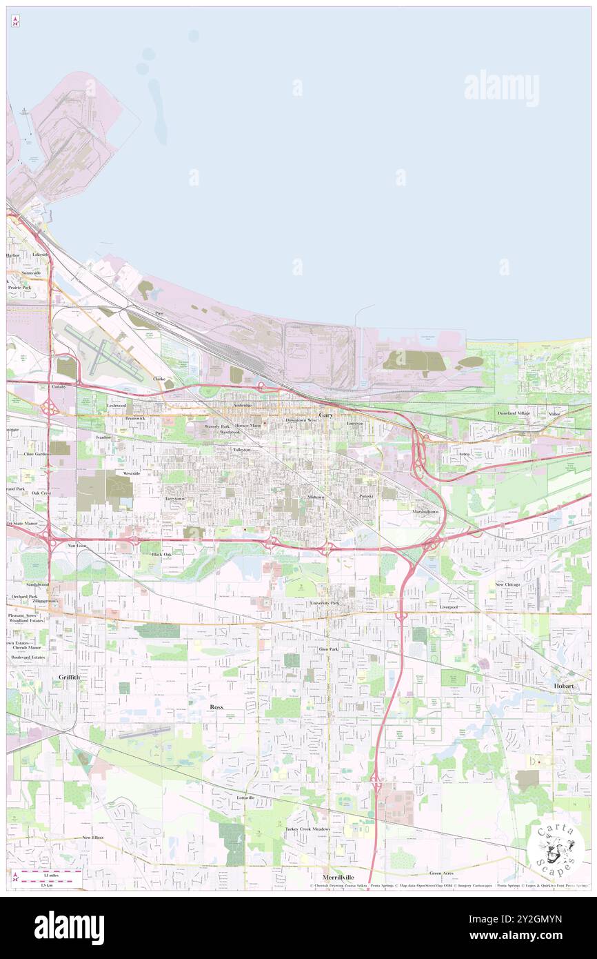 Gary, Lake County, Stati Uniti, Stati Uniti, Indiana, N 41 35' 36'', S 87 20' 47'', MAP, Cartascapes Map pubblicata nel 2024. Esplora Cartascapes, una mappa che rivela i diversi paesaggi, culture ed ecosistemi della Terra. Viaggia attraverso il tempo e lo spazio, scoprendo l'interconnessione del passato, del presente e del futuro del nostro pianeta. Foto Stock