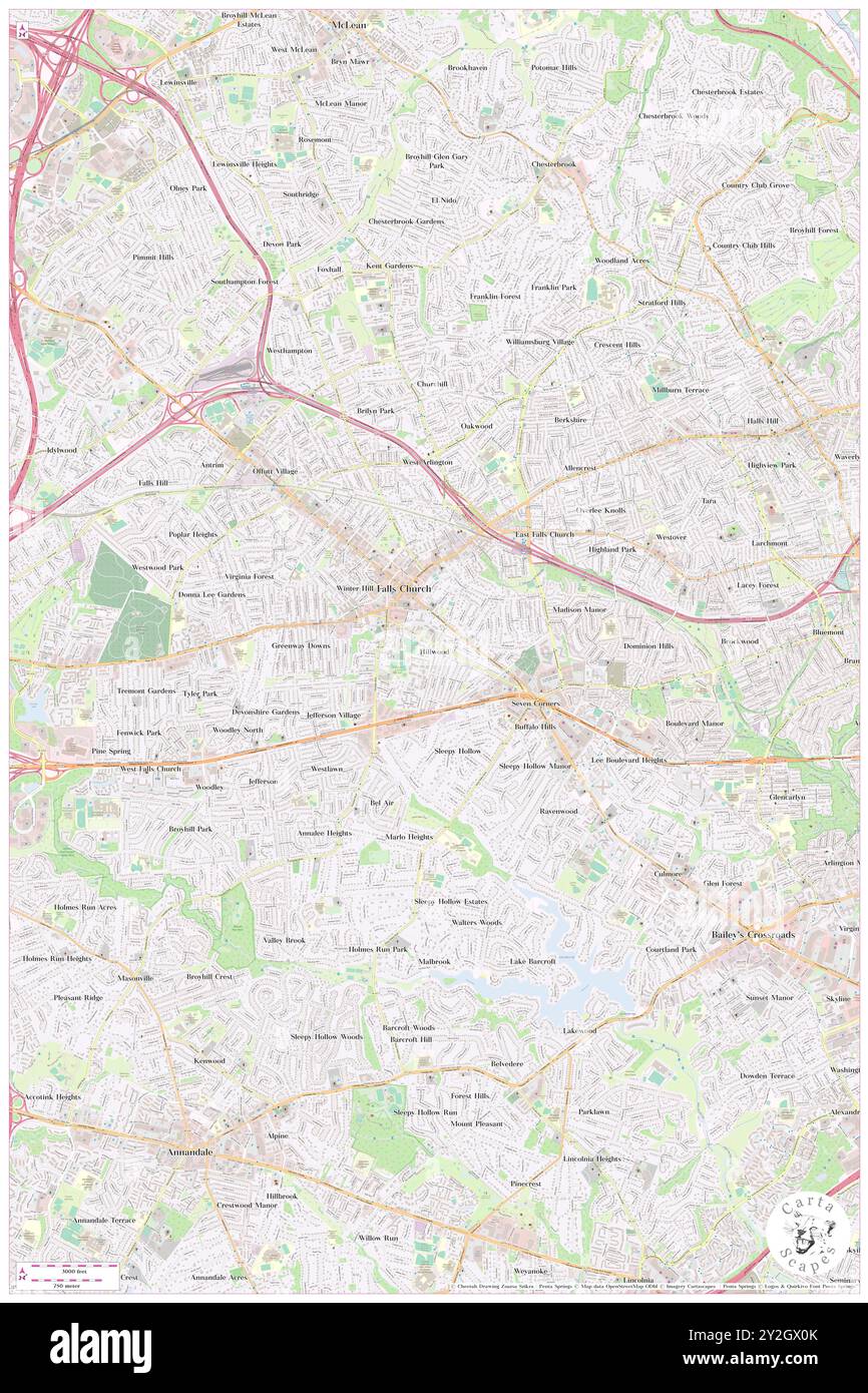 Hillwood, City of Falls Church, Stati Uniti, Virginia, N 38 52' 35'', S 77 10' 2'', mappa, Cartascapes Map pubblicata nel 2024. Esplora Cartascapes, una mappa che rivela i diversi paesaggi, culture ed ecosistemi della Terra. Viaggia attraverso il tempo e lo spazio, scoprendo l'interconnessione del passato, del presente e del futuro del nostro pianeta. Foto Stock