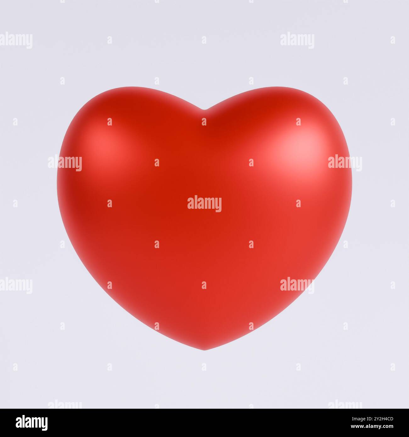 Un cuore rosso brillante in 3D isolato su uno sfondo bianco. Un classico simbolo di amore e passione. Foto Stock