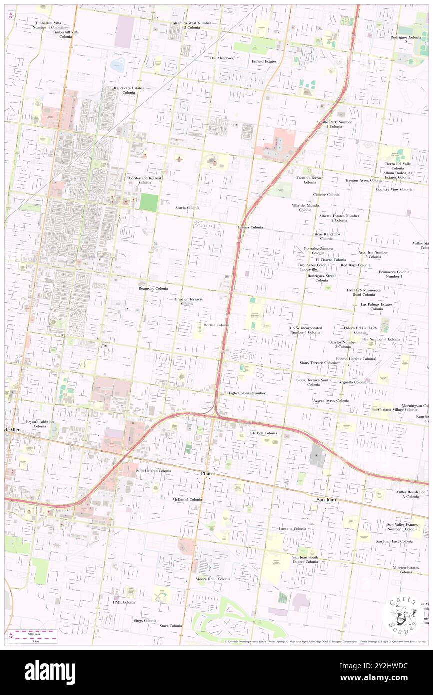 Border Colonia, Hidalgo County, Stati Uniti, Texas, N 26 13' 35'', S 98 10' 53'', MAP, Cartascapes Map pubblicata nel 2024. Esplora Cartascapes, una mappa che rivela i diversi paesaggi, culture ed ecosistemi della Terra. Viaggia attraverso il tempo e lo spazio, scoprendo l'interconnessione del passato, del presente e del futuro del nostro pianeta. Foto Stock