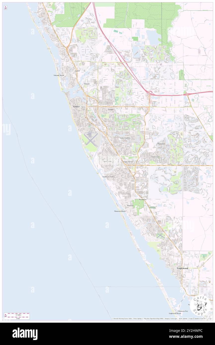 South Venice, Sarasota County, Stati Uniti, Florida, N 27 3' 11'', S 82 25' 27'', MAP, Cartascapes Map pubblicata nel 2024. Esplora Cartascapes, una mappa che rivela i diversi paesaggi, culture ed ecosistemi della Terra. Viaggia attraverso il tempo e lo spazio, scoprendo l'interconnessione del passato, del presente e del futuro del nostro pianeta. Foto Stock