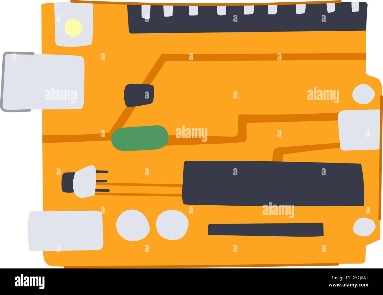 illustrazione vettoriale cartone animato del microcontroller del computer Illustrazione Vettoriale