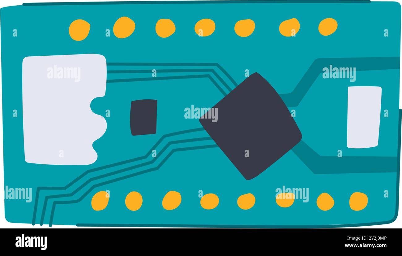 illustrazione vettoriale cartoon del microcontrollore microchip Illustrazione Vettoriale
