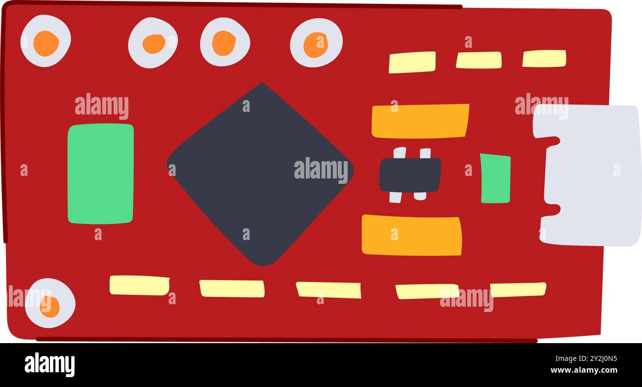 illustrazione vettoriale cartoon del microcontroller del processore Illustrazione Vettoriale