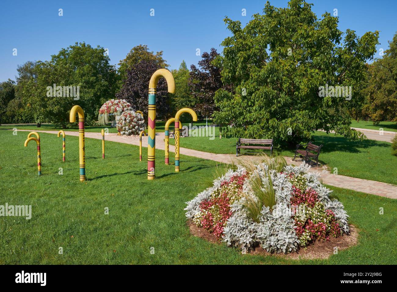 Parco di bastoni da passeggio nella città di Sigulda, Lettonia. Foto Stock