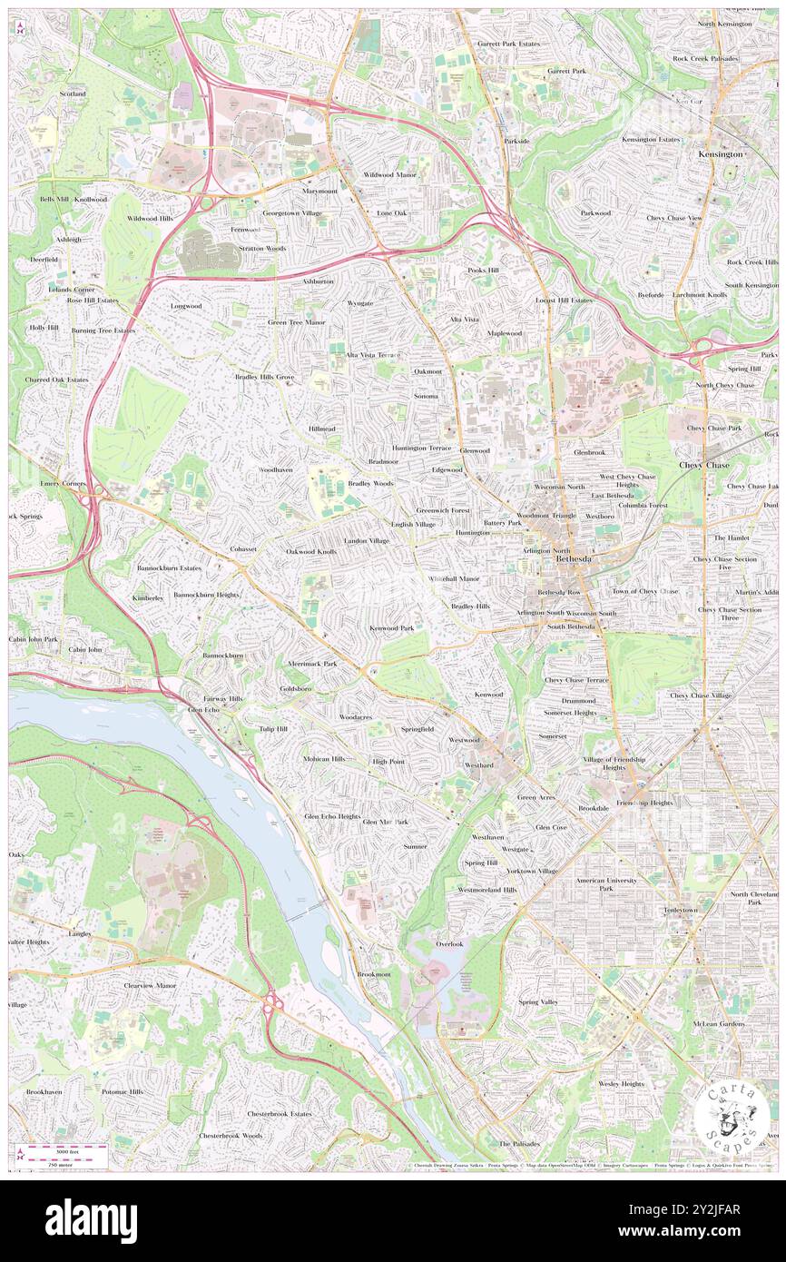 Bethesda, Montgomery County, Stati Uniti, Maryland, N 38 58' 50'', S 77 6' 0'', MAP, Cartascapes Map pubblicata nel 2024. Esplora Cartascapes, una mappa che rivela i diversi paesaggi, culture ed ecosistemi della Terra. Viaggia attraverso il tempo e lo spazio, scoprendo l'interconnessione del passato, del presente e del futuro del nostro pianeta. Foto Stock