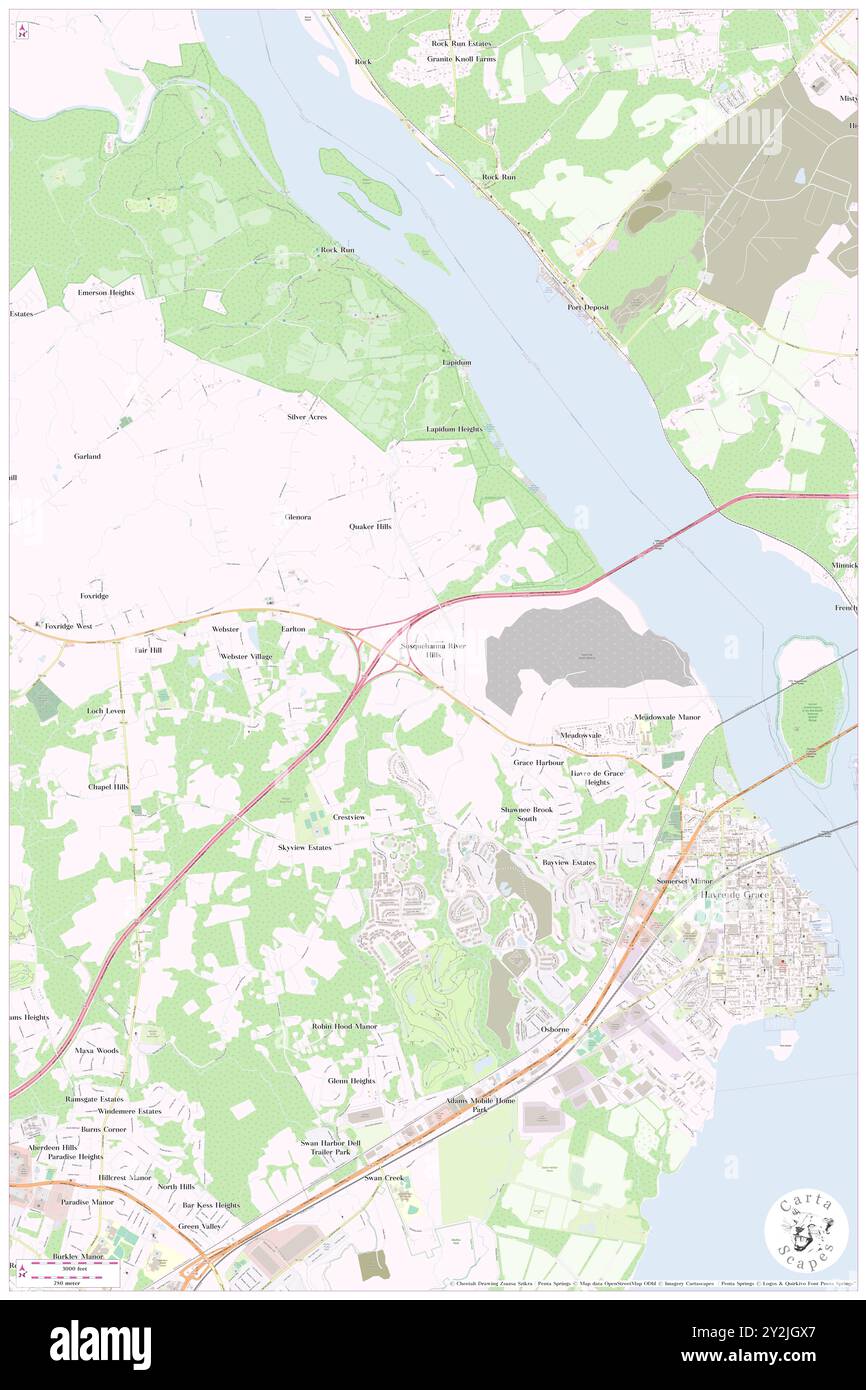 Susquehanna River Hills, Harford County, Stati Uniti, Maryland, N 39 34' 17'', S 76 7' 53'', MAP, Cartascapes Map pubblicata nel 2024. Esplora Cartascapes, una mappa che rivela i diversi paesaggi, culture ed ecosistemi della Terra. Viaggia attraverso il tempo e lo spazio, scoprendo l'interconnessione del passato, del presente e del futuro del nostro pianeta. Foto Stock