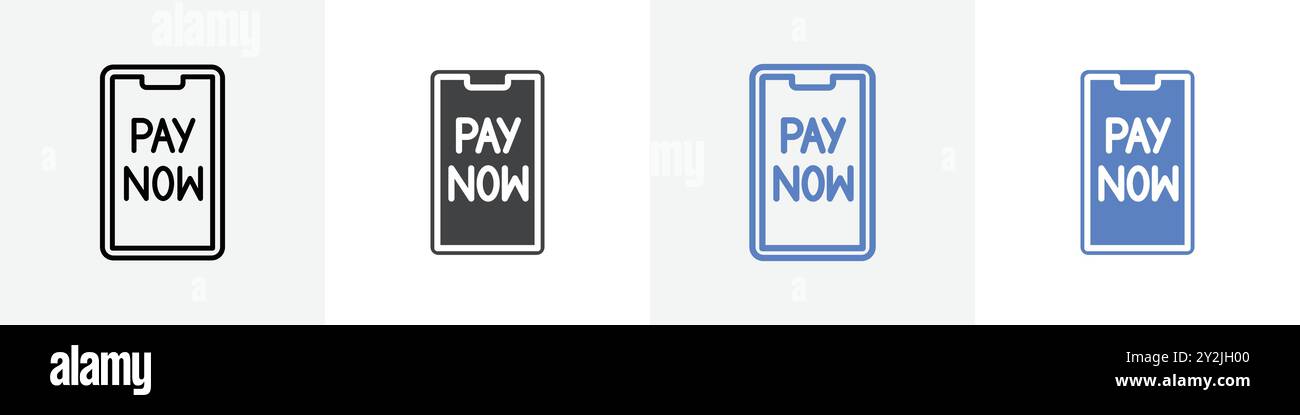 icona pay now grafica lineare con icone a linee sottili in bianco e nero Illustrazione Vettoriale
