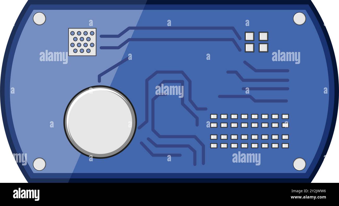 illustrazione vettoriale cartone animato del microcontroller del computer Illustrazione Vettoriale