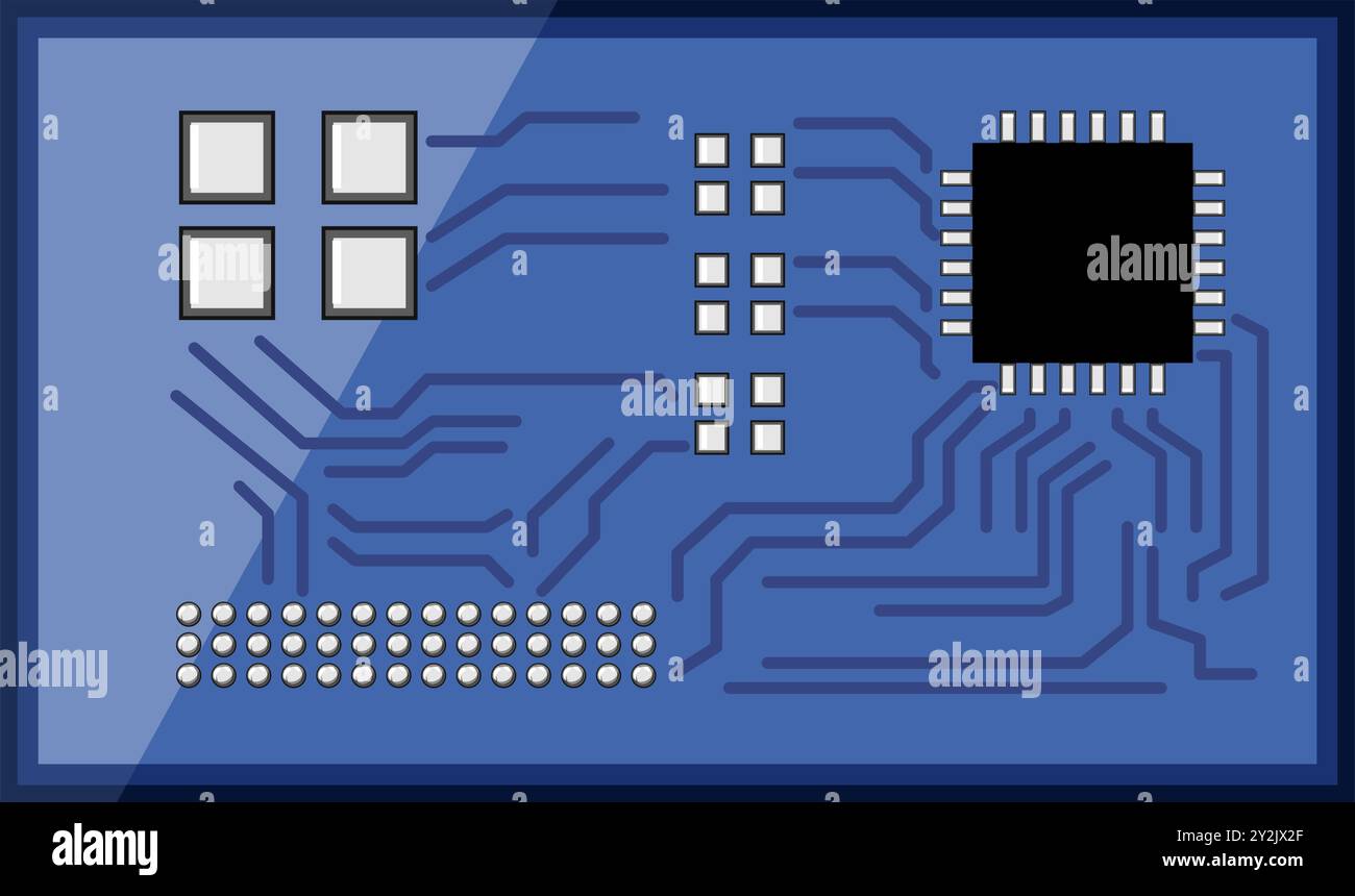 illustrazione vettoriale cartoon del microcontrollore isometrico Illustrazione Vettoriale