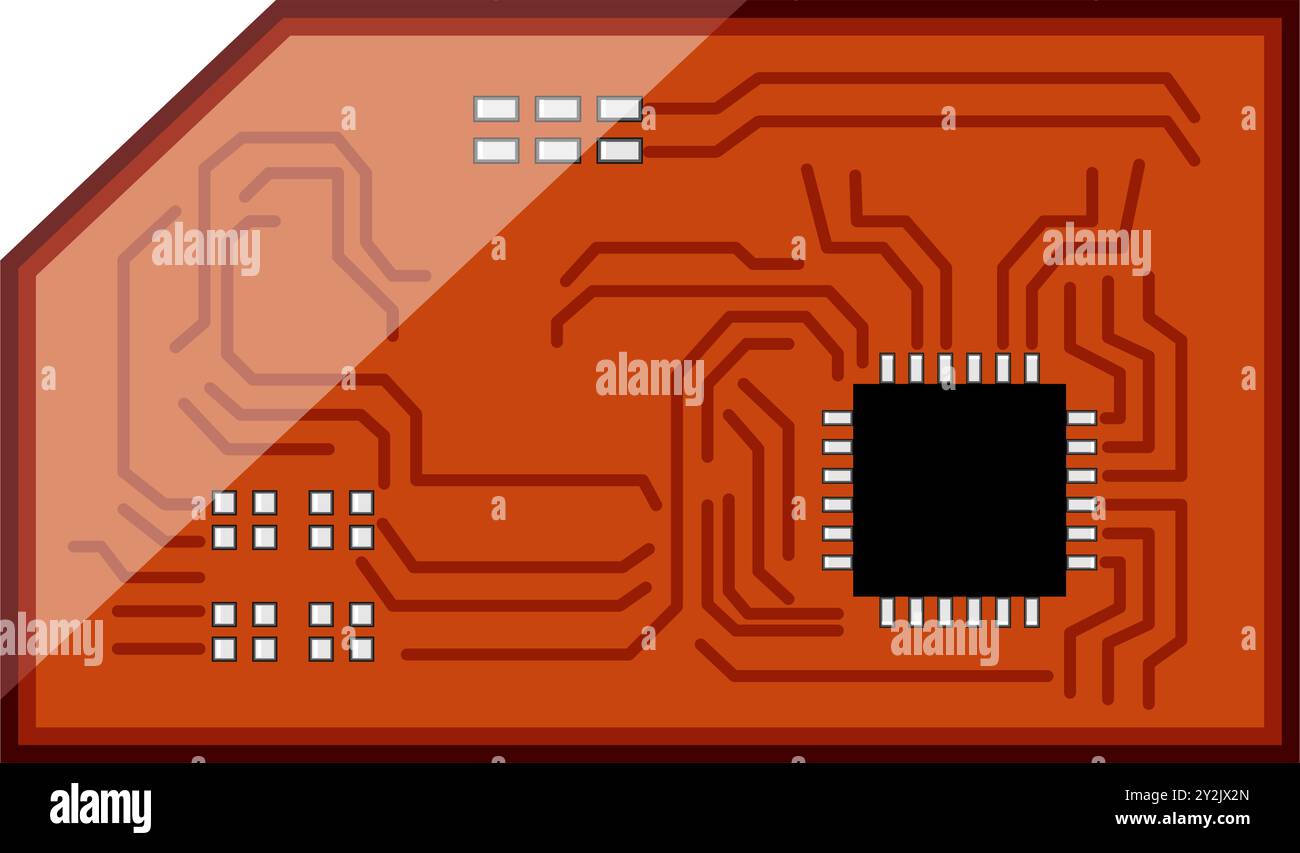 illustrazione vettoriale cartoon del microcontroller del processore Illustrazione Vettoriale