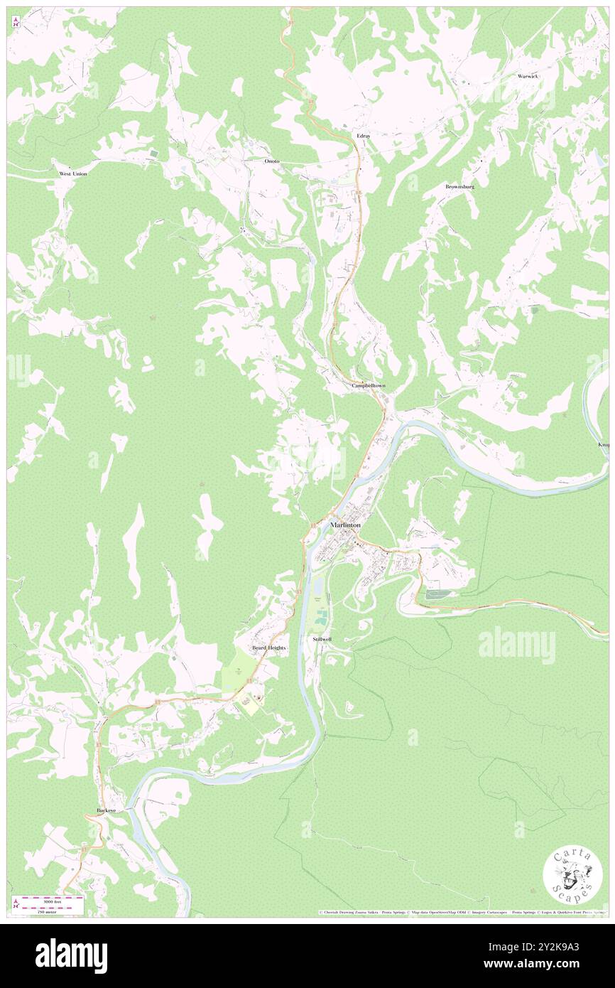 Marlinton, Pocahontas County, Stati Uniti, Virginia Occidentale, N 38 13' 24''', S 80 5' 40'', MAP, Cartascapes Map pubblicata nel 2024. Esplora Cartascapes, una mappa che rivela i diversi paesaggi, culture ed ecosistemi della Terra. Viaggia attraverso il tempo e lo spazio, scoprendo l'interconnessione del passato, del presente e del futuro del nostro pianeta. Foto Stock