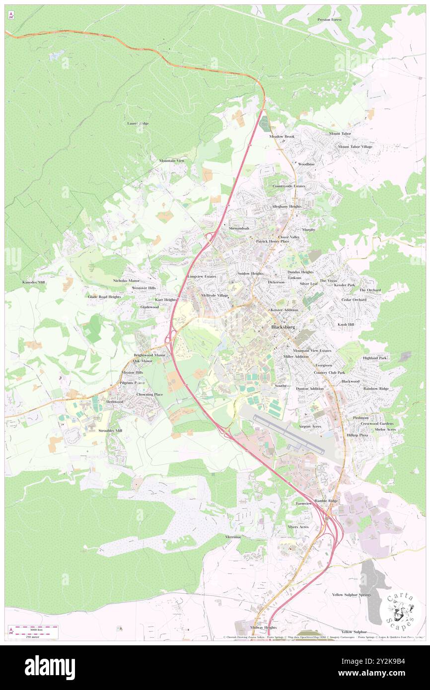 Blacksburg, Rockbridge County, Stati Uniti, Stati Uniti, Virginia, N 37 49' 7'', S 79 19' 9'', MAP, Cartascapes Map pubblicata nel 2024. Esplora Cartascapes, una mappa che rivela i diversi paesaggi, culture ed ecosistemi della Terra. Viaggia attraverso il tempo e lo spazio, scoprendo l'interconnessione del passato, del presente e del futuro del nostro pianeta. Foto Stock