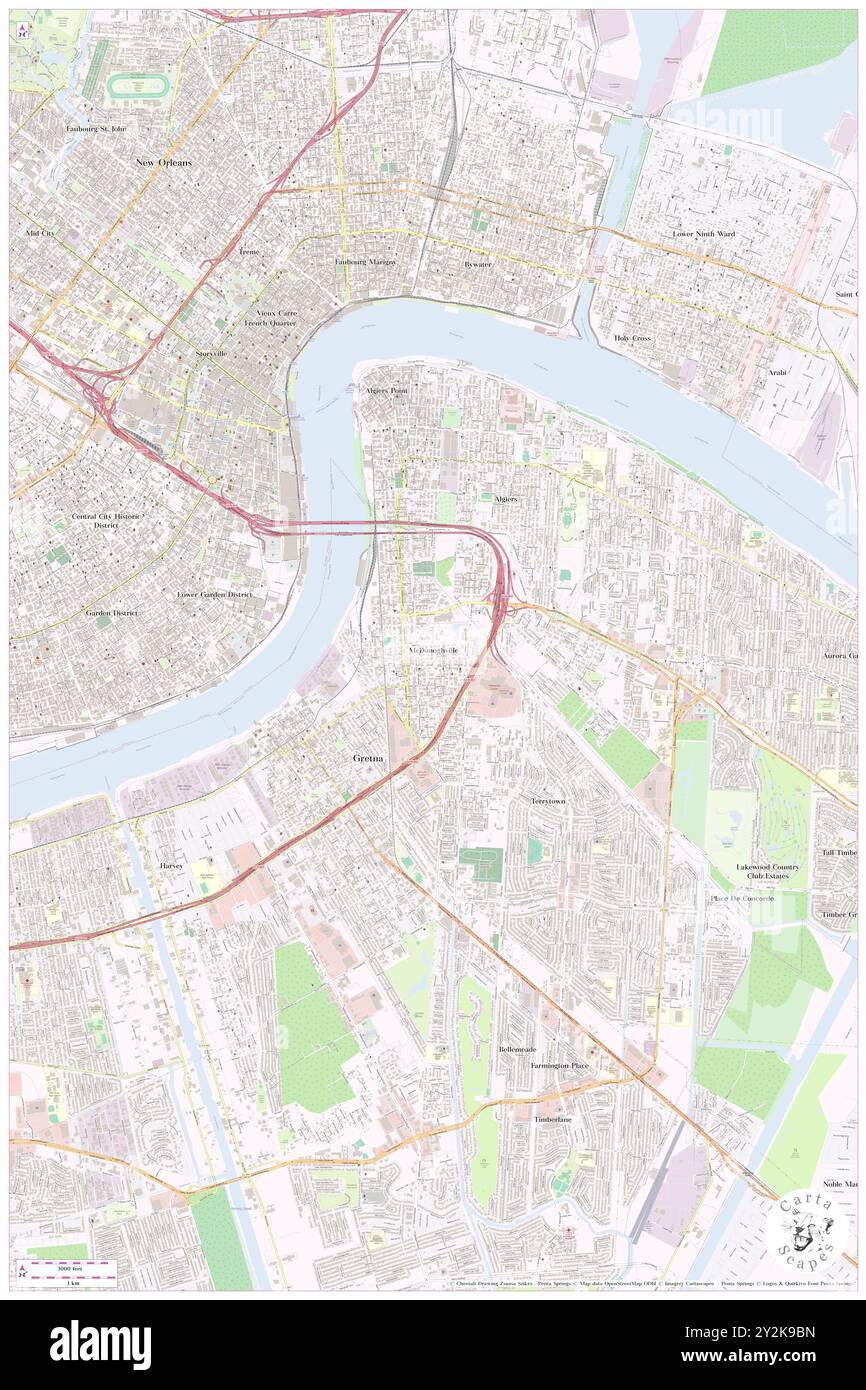 McDonoghville, Jefferson Parish, Stati Uniti, Louisiana, N 29 55' 32'', S 90 2' 46'', MAP, Cartascapes Map pubblicata nel 2024. Esplora Cartascapes, una mappa che rivela i diversi paesaggi, culture ed ecosistemi della Terra. Viaggia attraverso il tempo e lo spazio, scoprendo l'interconnessione del passato, del presente e del futuro del nostro pianeta. Foto Stock