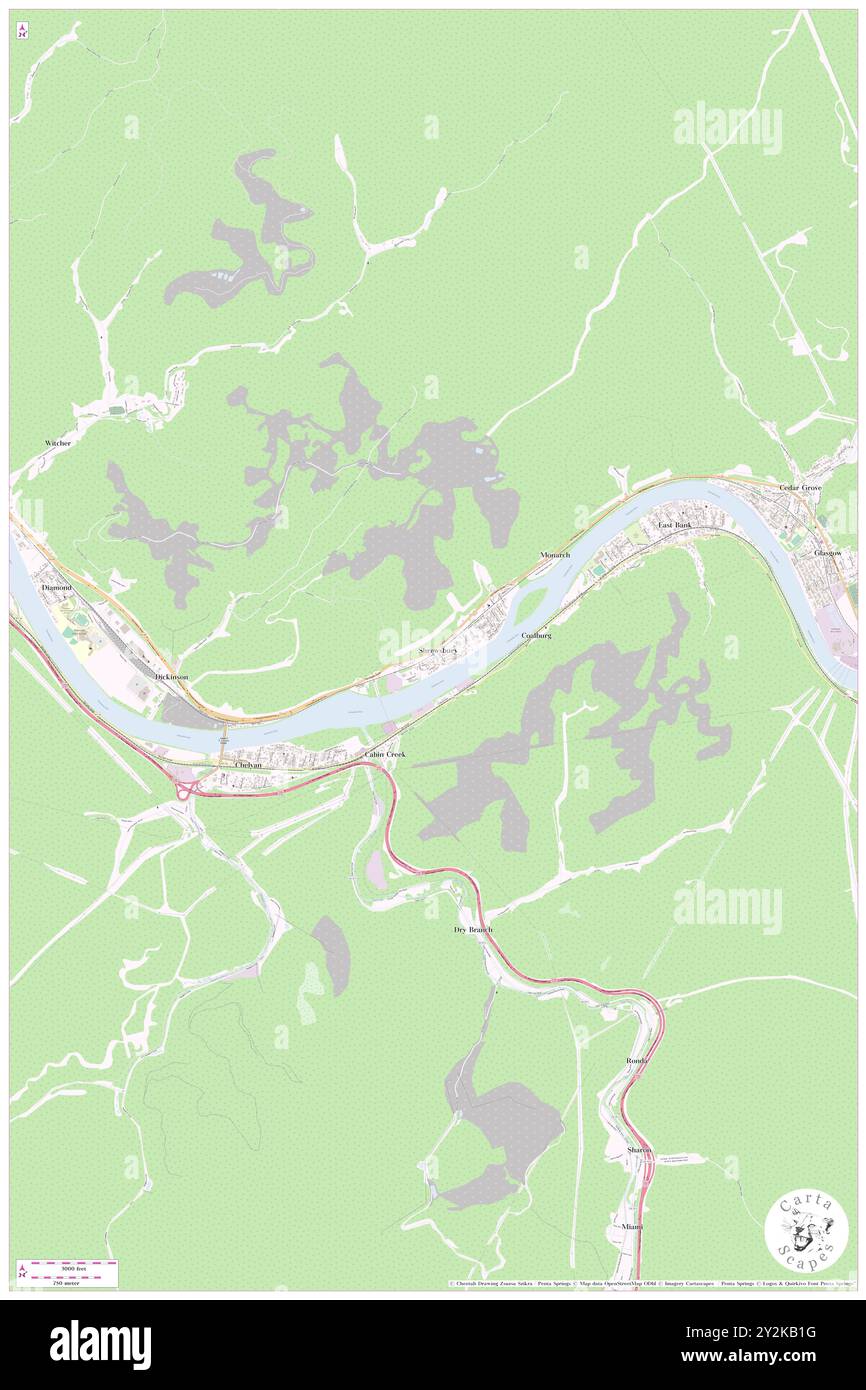 Shrewsbury, Kanawha County, Stati Uniti, West Virginia, N 38 12' 22'', S 81 28' 17'', MAP, Cartascapes Map pubblicata nel 2024. Esplora Cartascapes, una mappa che rivela i diversi paesaggi, culture ed ecosistemi della Terra. Viaggia attraverso il tempo e lo spazio, scoprendo l'interconnessione del passato, del presente e del futuro del nostro pianeta. Foto Stock