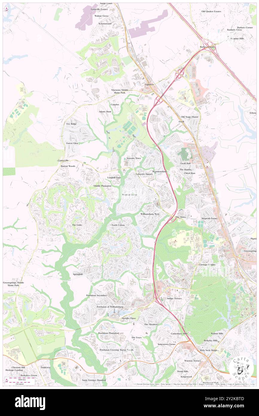 Windsor Forest, James City County, Stati Uniti, Stati Uniti, Virginia, N 37 18' 21'', S 76 45' 45'', MAP, Cartascapes Map pubblicata nel 2024. Esplora Cartascapes, una mappa che rivela i diversi paesaggi, culture ed ecosistemi della Terra. Viaggia attraverso il tempo e lo spazio, scoprendo l'interconnessione del passato, del presente e del futuro del nostro pianeta. Foto Stock