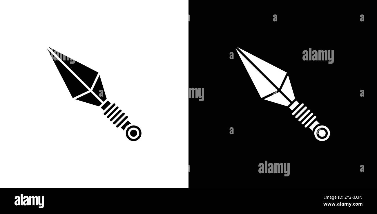 Collezione Kunai Icon con logo lineare in bianco e nero per il Web Illustrazione Vettoriale