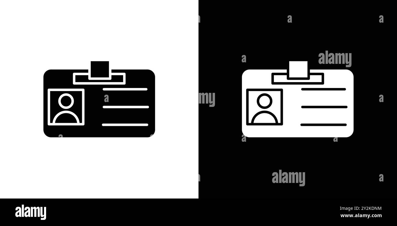 Icona della carta d'identità con logo lineare Set di marchi in bianco e nero per il Web Illustrazione Vettoriale