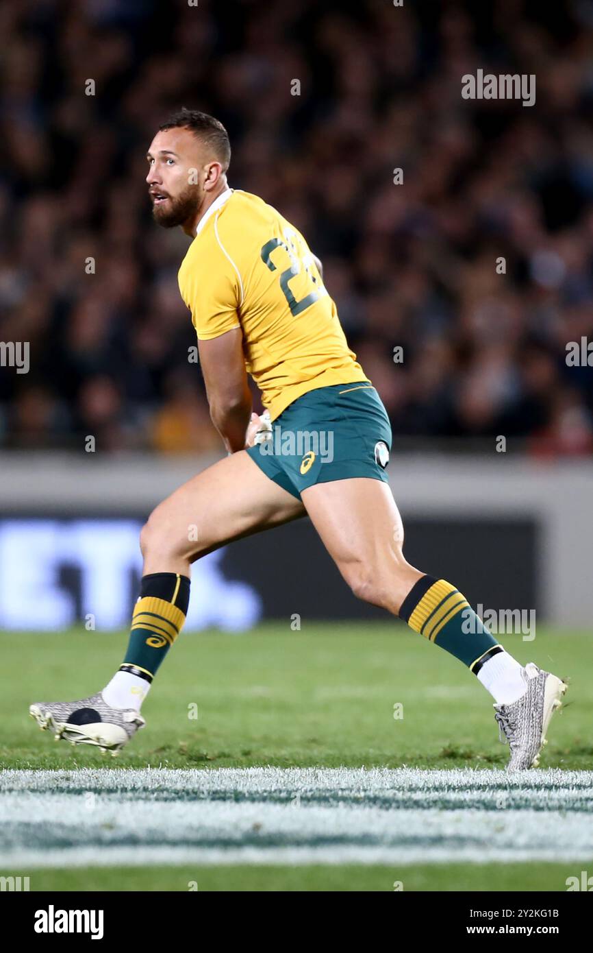 Quade Cooper dell'Australia durante il Bledisloe Cup Rugby match tra nuova Zelanda e Australia all'Eden Park di Auckland, nuova Zelanda Foto Stock