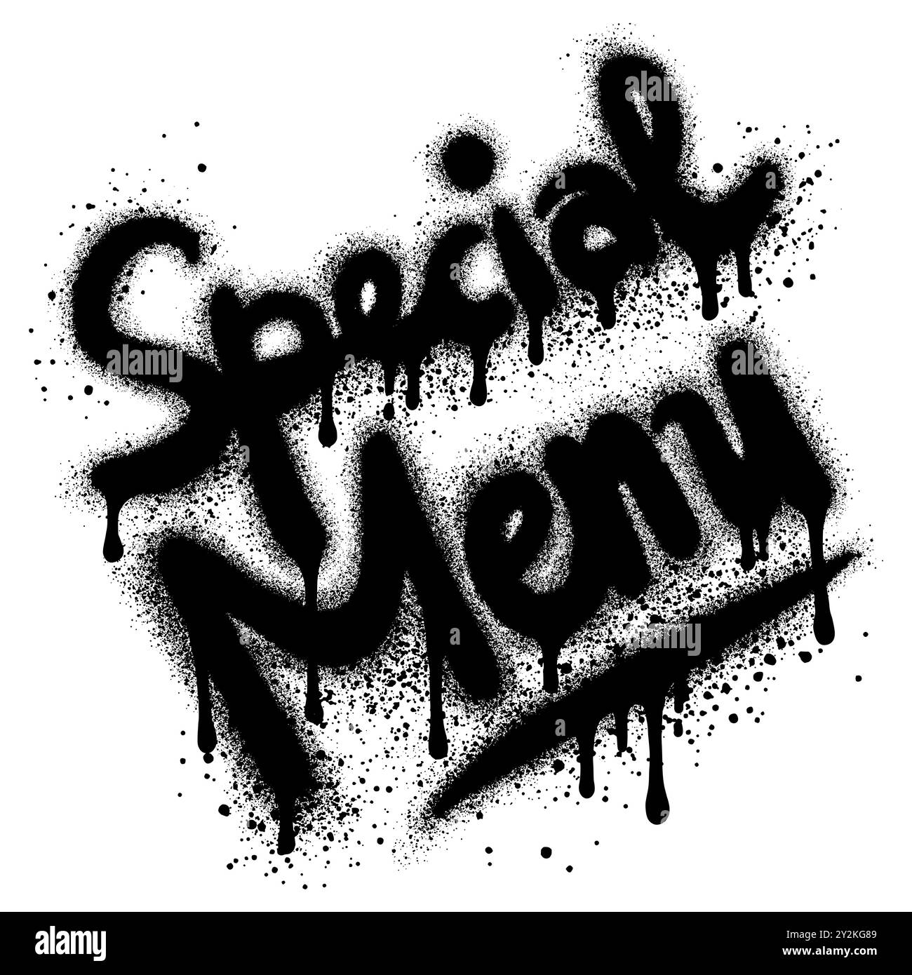testo speciale del menu graffiti spruzzato in bianco e nero. Illustrazione Vettoriale