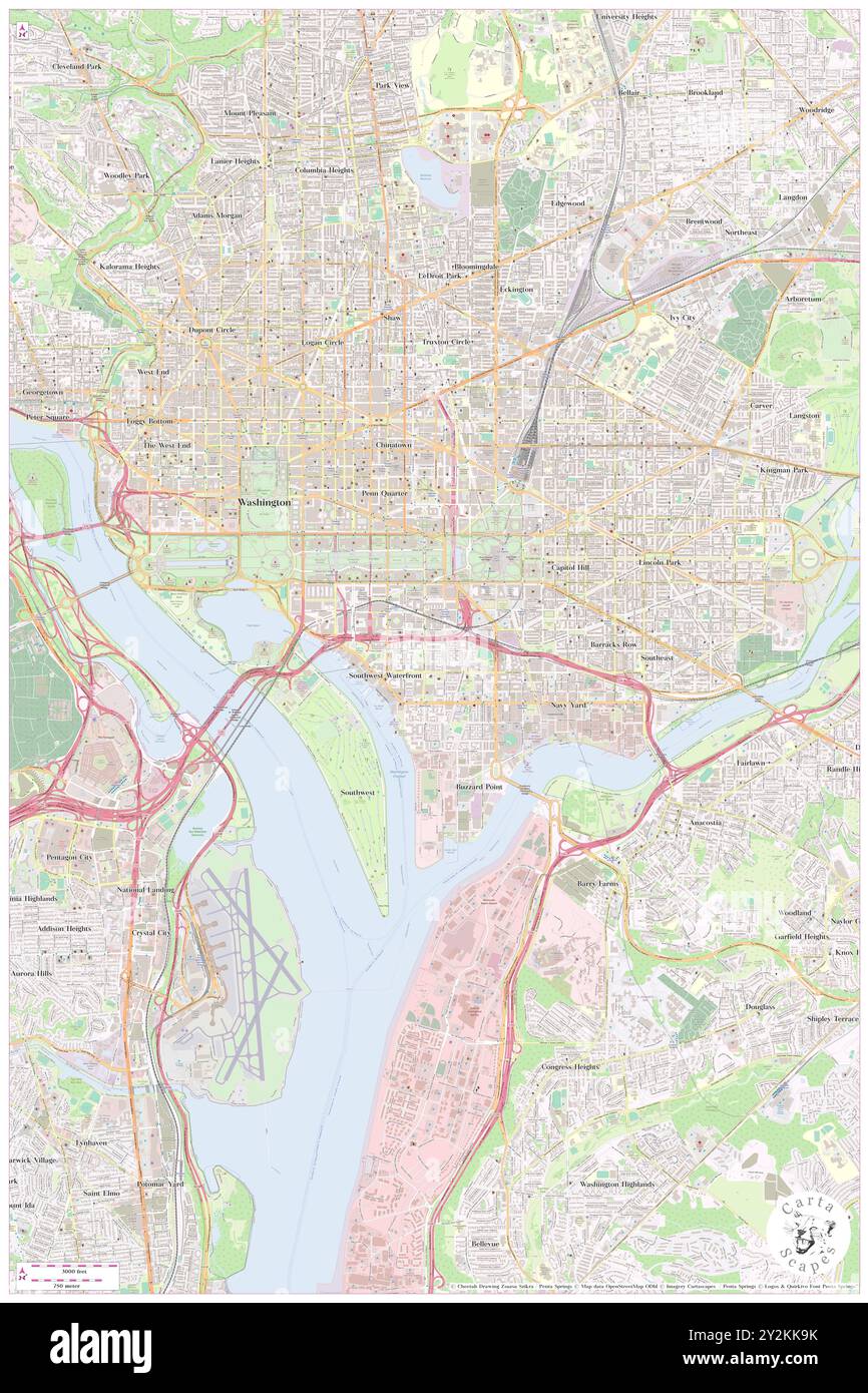 Sud-ovest, Contea di Washington, Stati Uniti, Stati Uniti, Washington, DC, N 38 52' 52'', S 77 0' 58'', MAP, Cartascapes Map pubblicata nel 2024. Esplora Cartascapes, una mappa che rivela i diversi paesaggi, culture ed ecosistemi della Terra. Viaggia attraverso il tempo e lo spazio, scoprendo l'interconnessione del passato, del presente e del futuro del nostro pianeta. Foto Stock