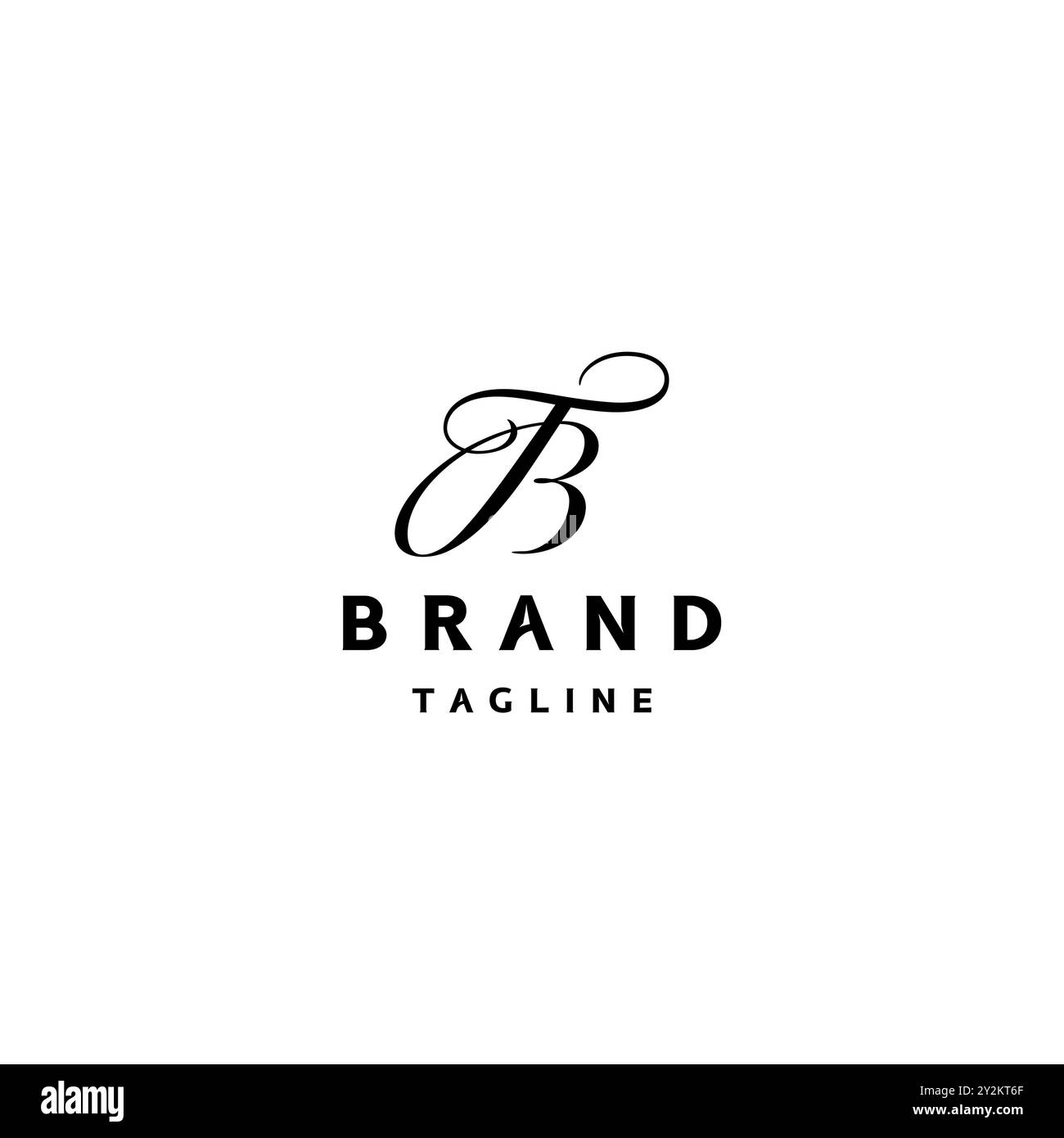 Lettera iniziale TB in un logo Symbol. Lettera T dello script iniziale sopra il design del logo B. Illustrazione Vettoriale